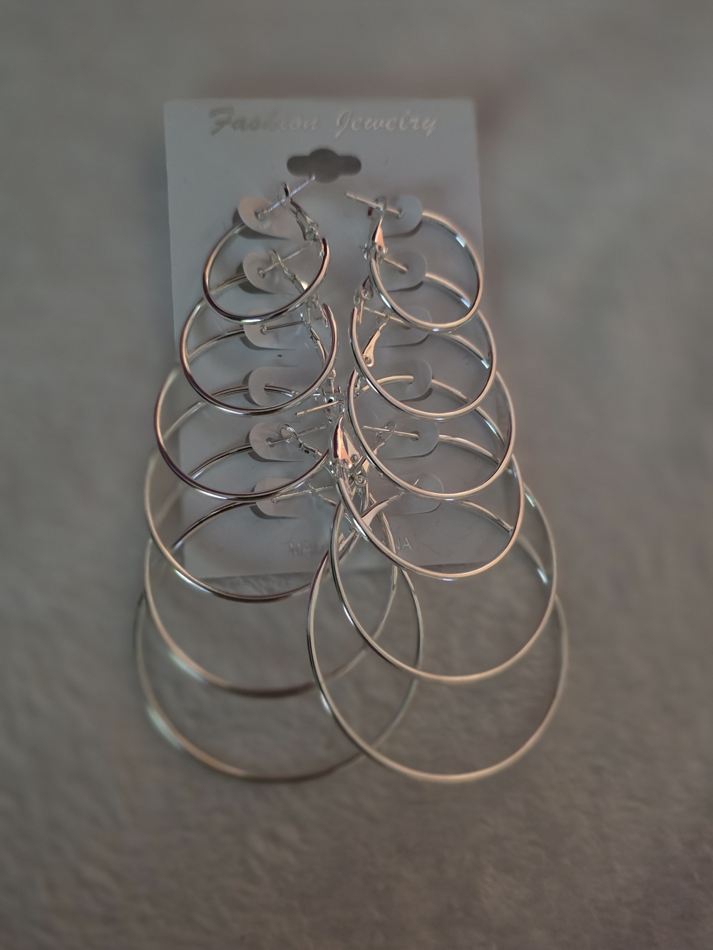 Fashion Jewelry Shiny Silver Multi-Hoop 6pc Earring Set